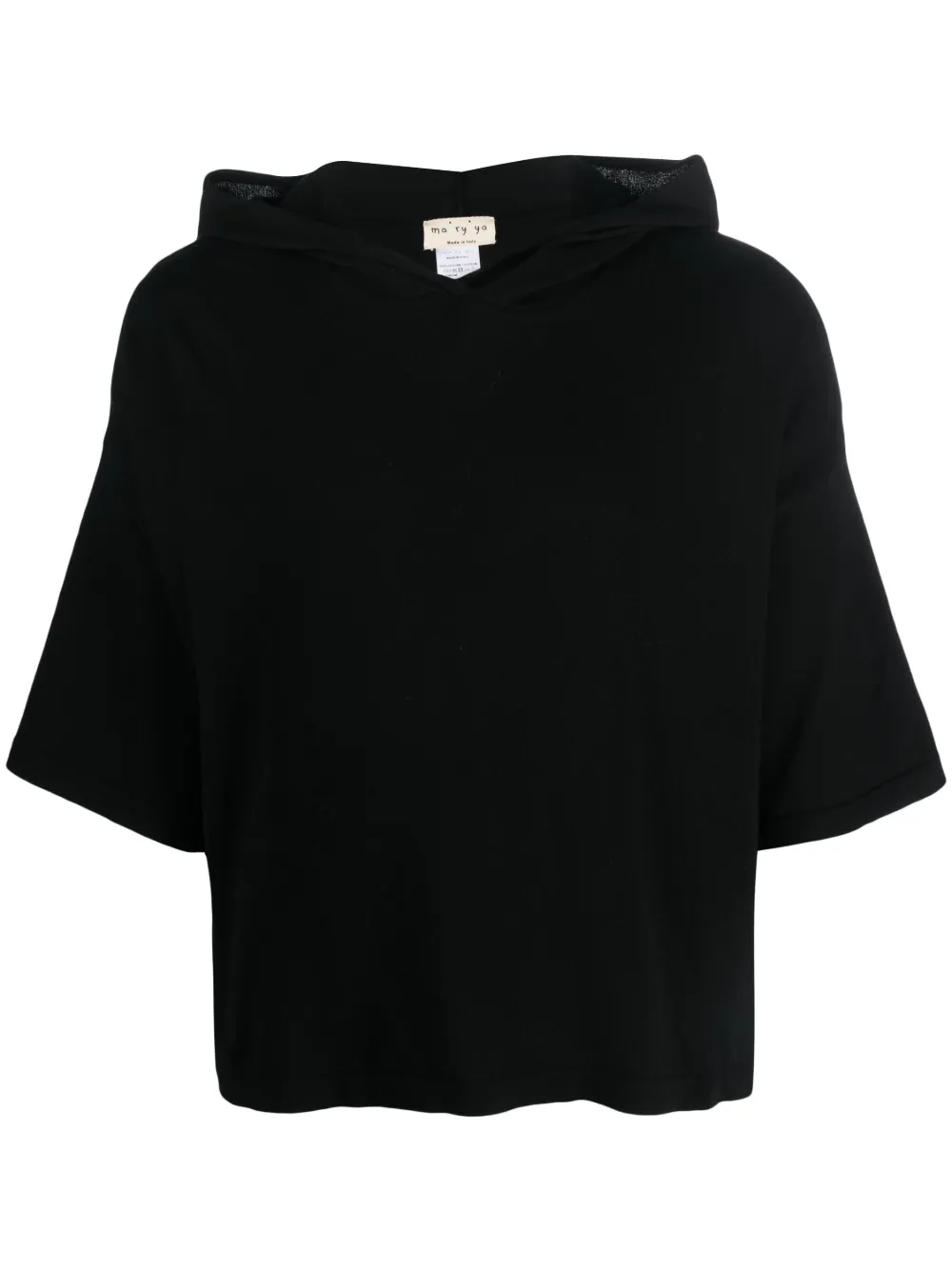 Ma'ry'ya short-sleeve cropped hoodie | Black | Image 1