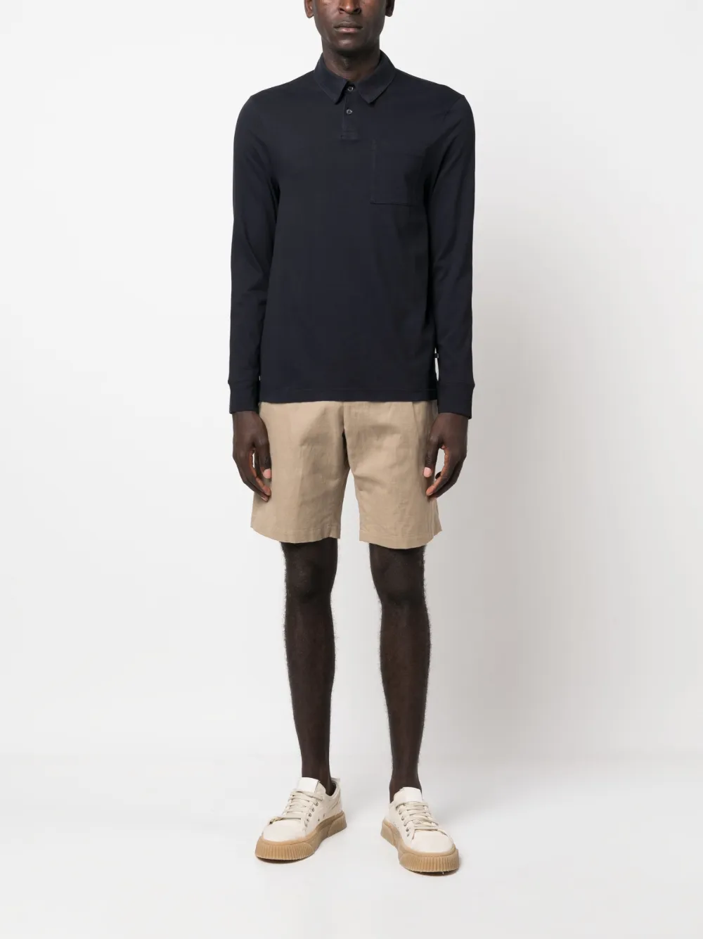 James Perse Poloshirt met lange mouwen - Blauw