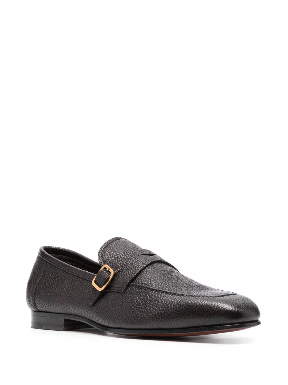 Shop Tom Ford Grained Square-toe Loafers In Brown