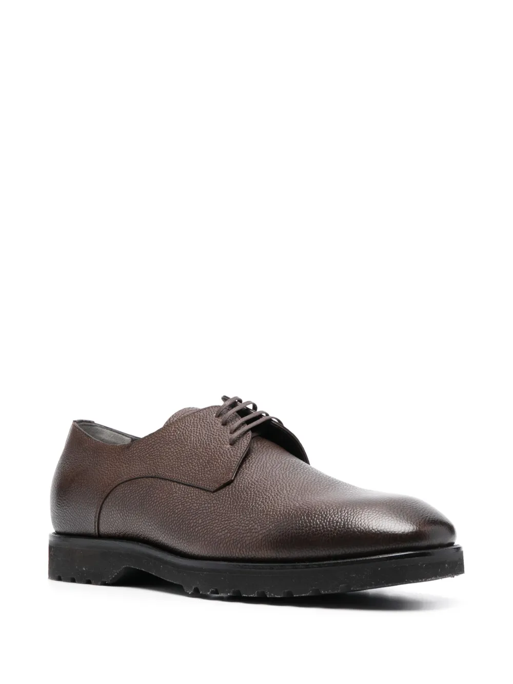 Shop Tom Ford Grained Leather Derby Shoes In Brown