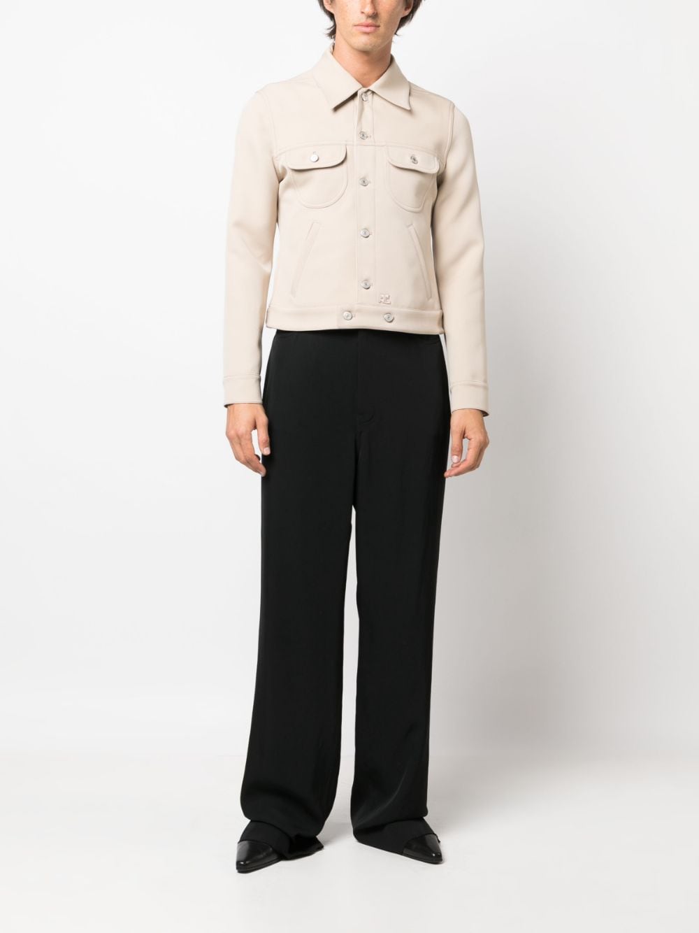 Courrèges button-up cotton shirt jacket - Bruin