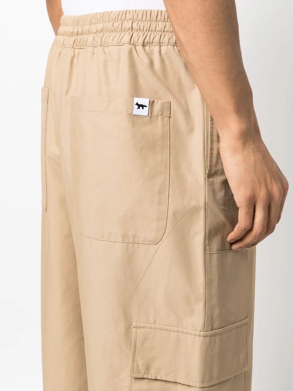 Maison Kitsuné Elasticated Cargo Trousers In Neutrals