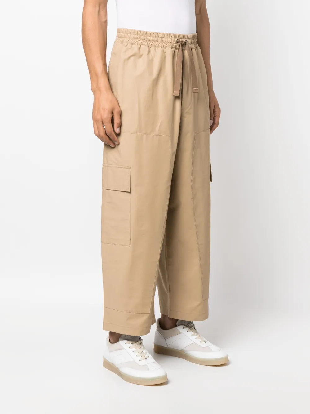 Maison Kitsuné Elasticated Cargo Trousers In Neutrals