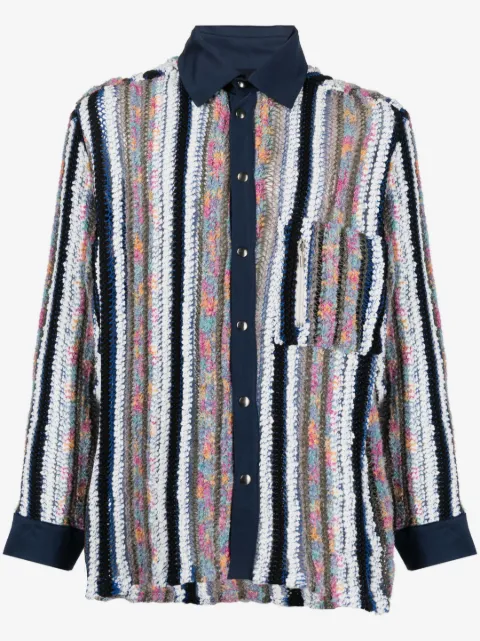 VITELLI striped knit-panel shirt