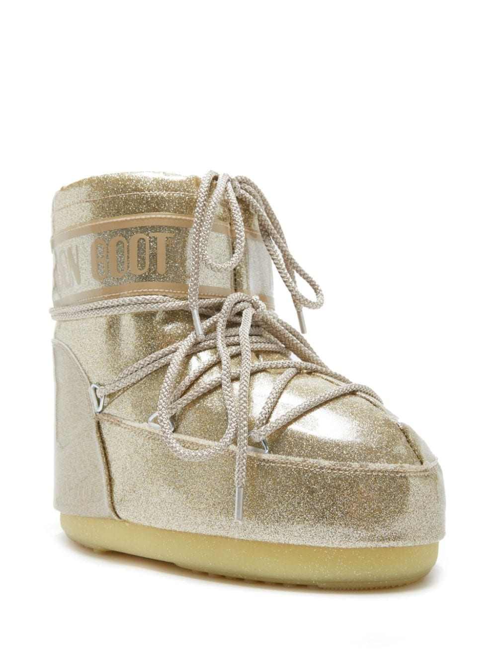 Shop Moon Boot Icon Low Glitter Boots In Gold