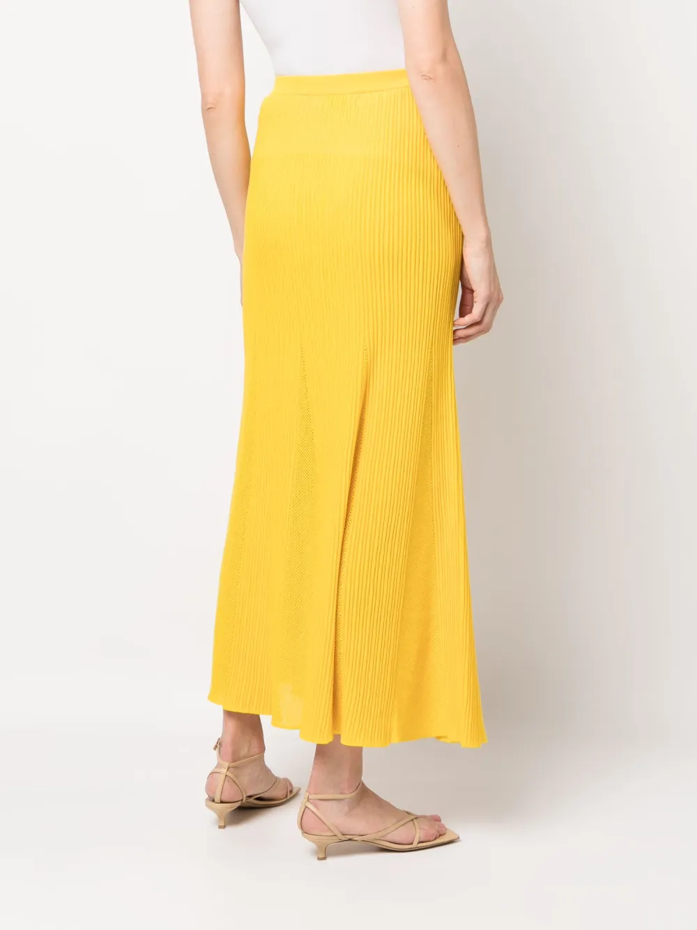 Gabriela Hearst Eula Ribbed And Pointelle-knit Merino Wool Maxi Skirt In Gelb