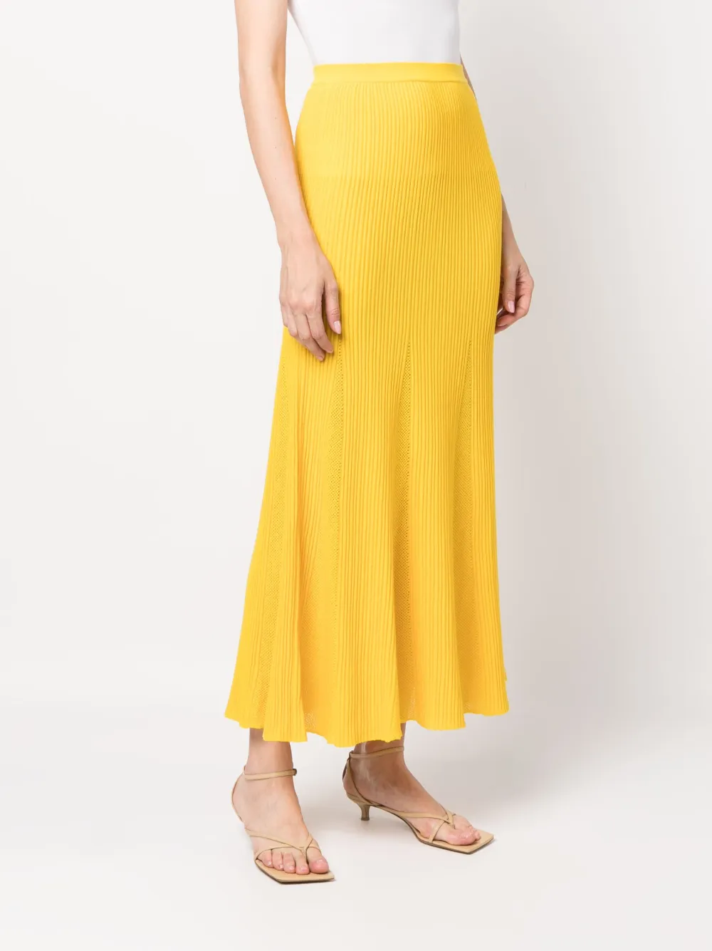 Gabriela Hearst Eula Ribbed And Pointelle-knit Merino Wool Maxi Skirt In Gelb