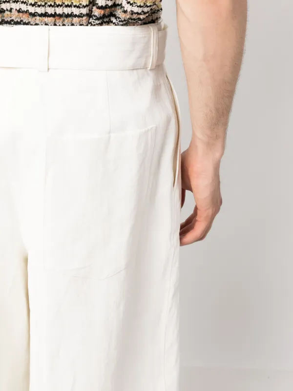 【関税込み】JIL SANDER LINEN BERMUDA SHORTS Jil Sander Flared Linen Bermuda Shorts | Neutrals | FARFETCH
