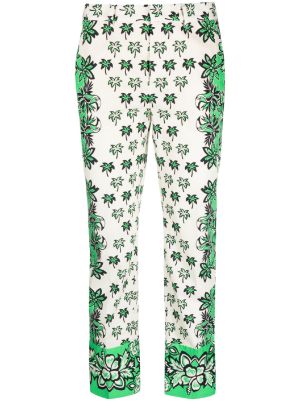 REDValentino Silk Pants With Flowers And Stripes Print - Pants for Women