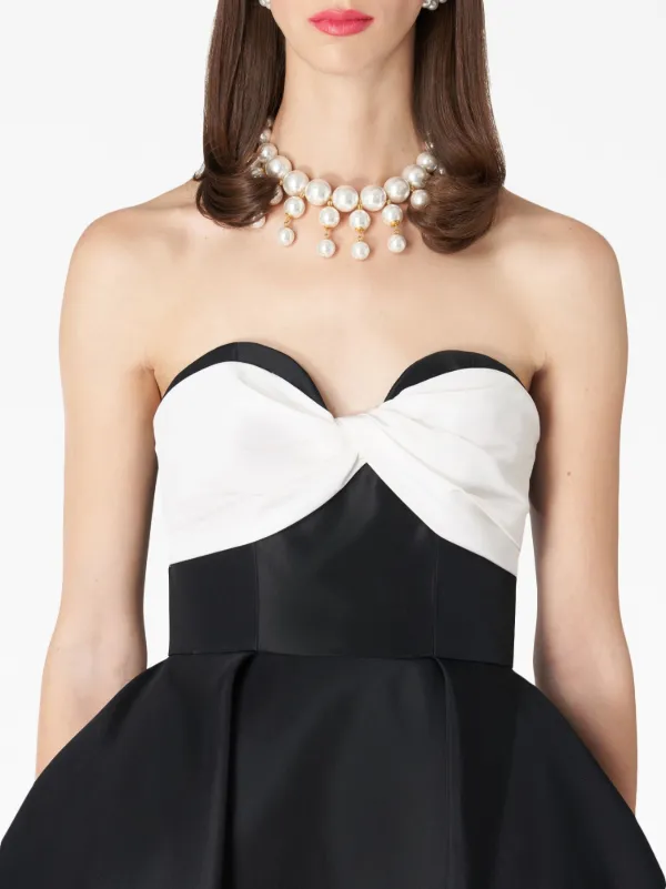 Carolina Herrera two tone Strapless Silk Gown Farfetch