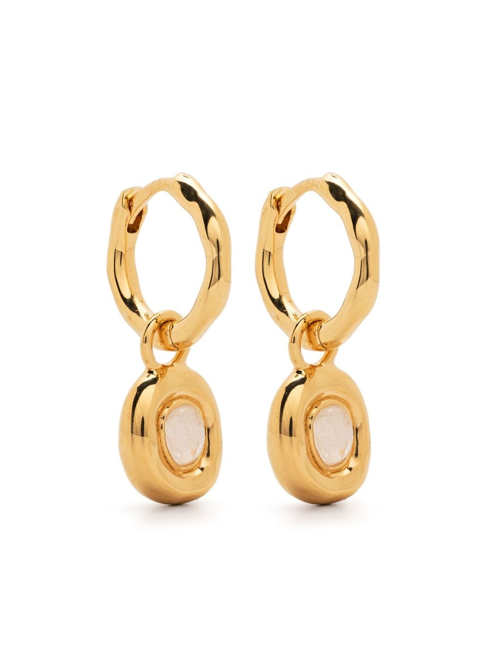 Missoma Molten Gemstone Doughnut Charm Small Hoop Earrings In Gold