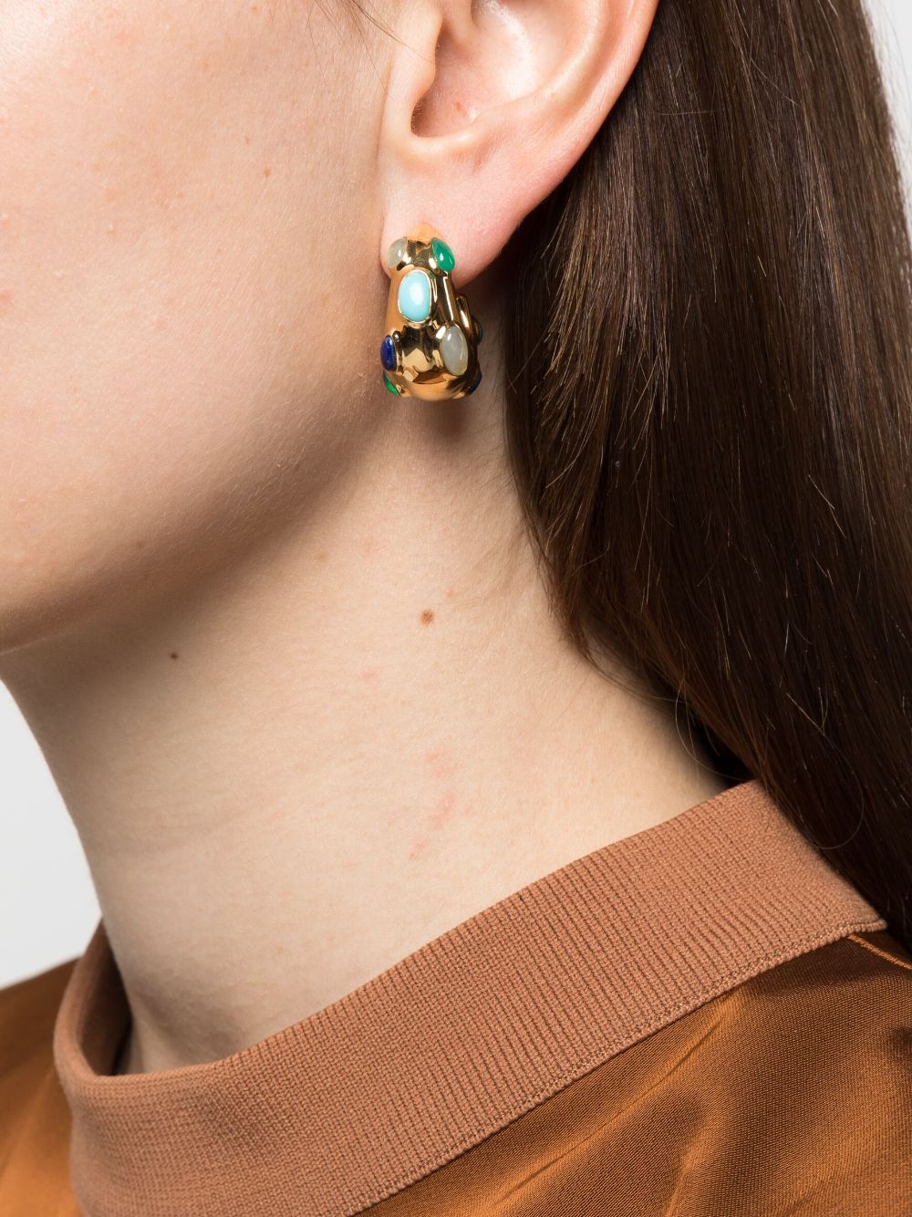 Shop Missoma Molten Gemstone Chubby Small Hoop Earrings In Gold