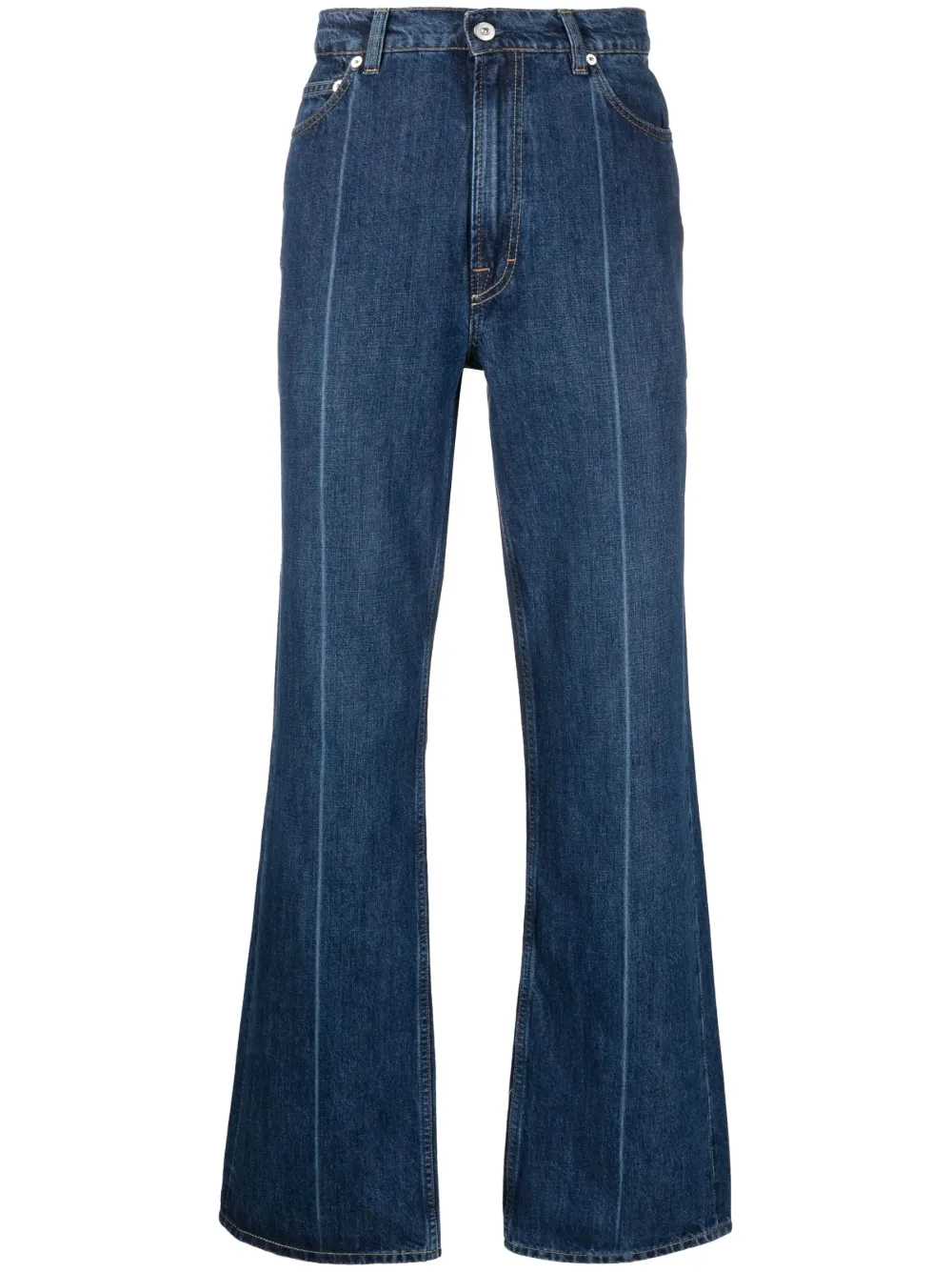 Our Legacy Contrast-stitching Straight-leg Jeans In Blau