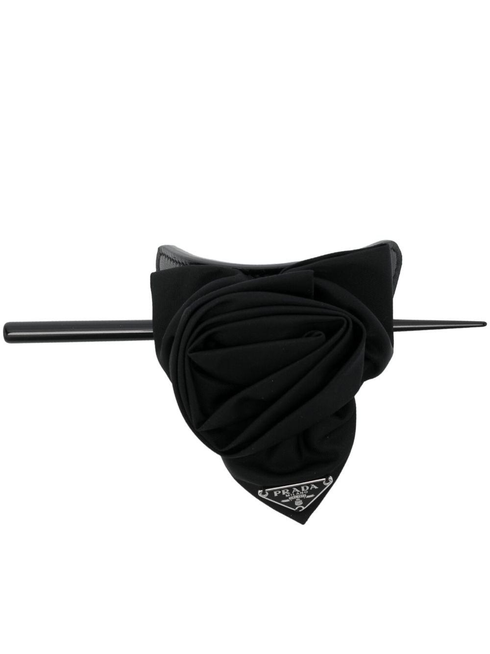 Prada Logo-plaque Hair Pin In Black