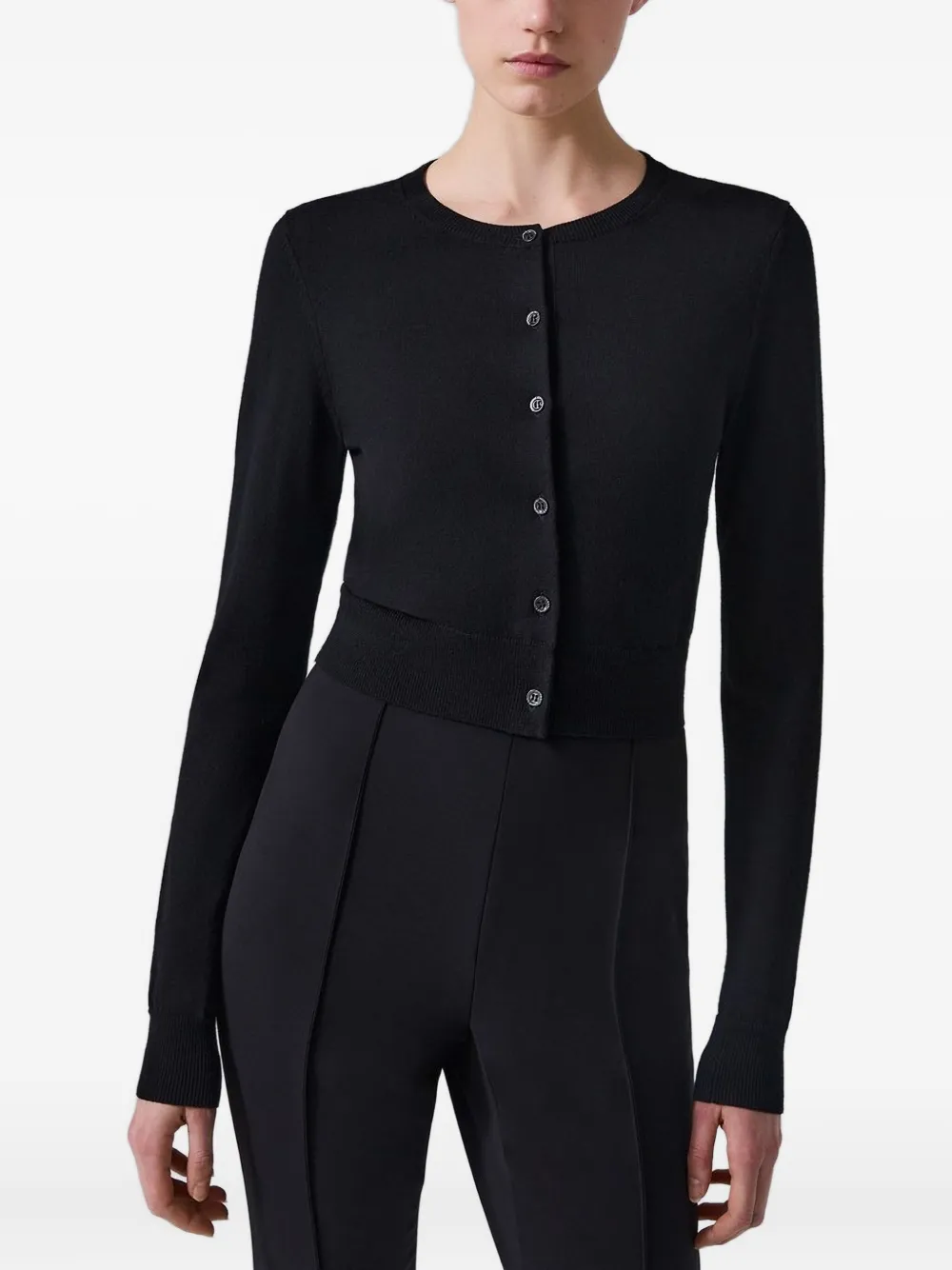 Carolina Herrera Button-front Cropped Cardigan In Black