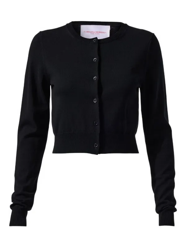 Carolina Herrera Button-front Cropped Cardigan in Black