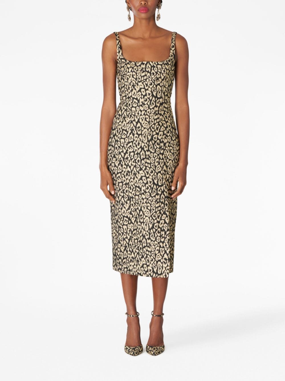 Carolina Herrera jacquard midi dress - Zwart