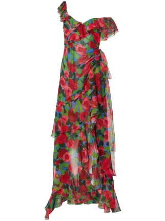 Robe longue en soie fleurie hot sale