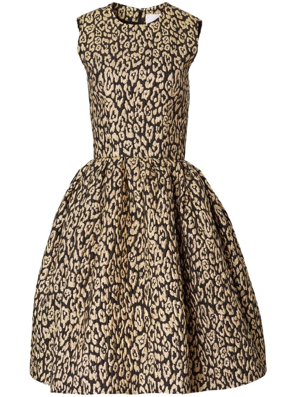 Carolina Herrera Metallic Leopard Brocade Fit-&-flare Sleeveless Dress In Animal
