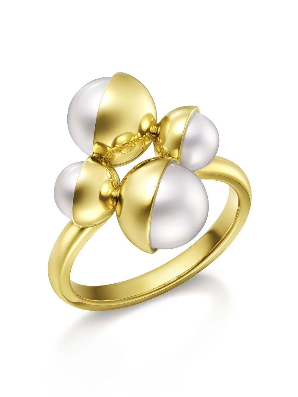 Shop Tasaki 18kt Yellow Gold M/g  Arlequin Slashed Freshwater Pearl Ring