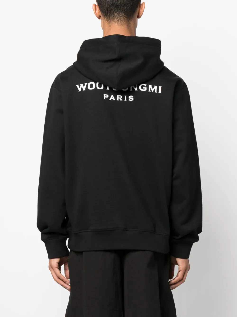 Shop Wooyoungmi Logo-print Cotton Hoodie In Black