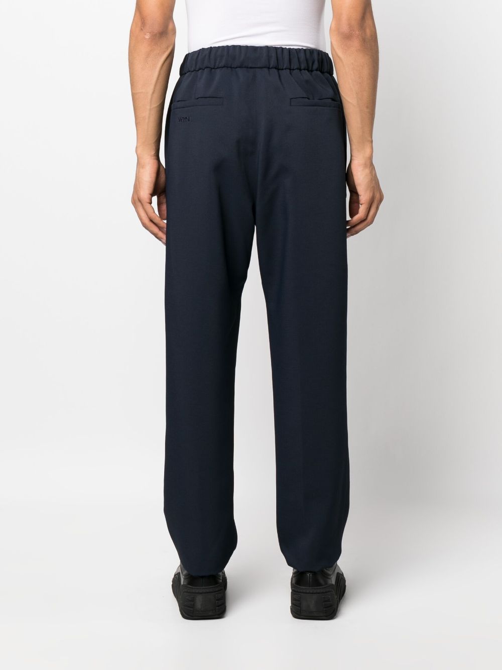 Shop Wooyoungmi Keyring-attachment Tapered-leg Trousers In Blue
