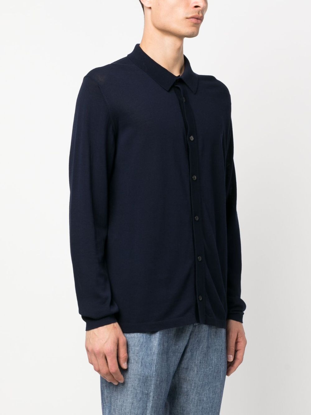 Shop Nuur Button-up Knitted Shirt In Blue