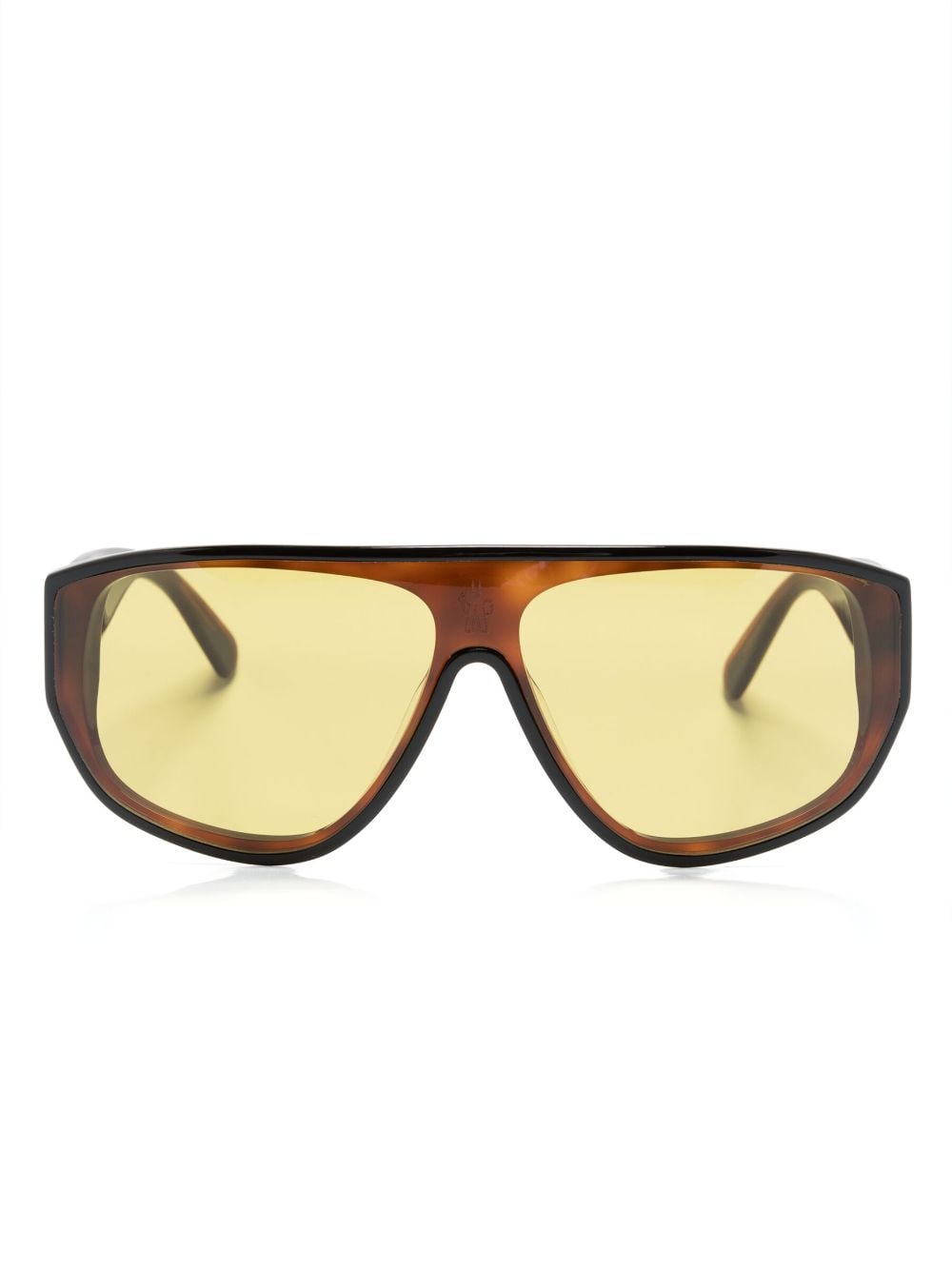 Shop Moncler Logo-engraved Pilot-frame Sunglasses In Brown