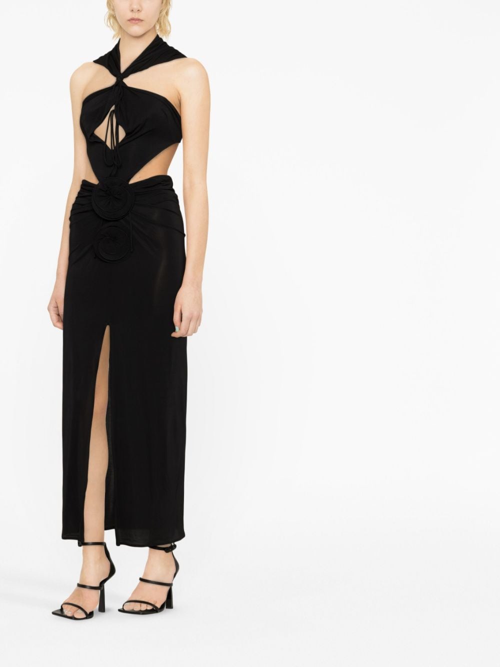 Shop Magda Butrym Cut-out Silk Maxi Dress In Black