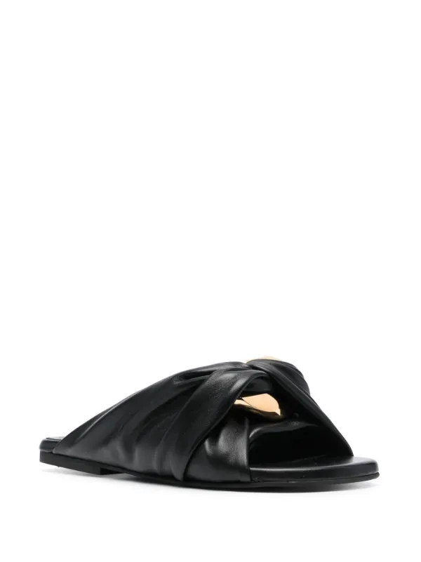 【送料&関税込】J.W. Anderson Leather Flat Sandals JW Anderson Leather Sandals | Black | FARFETCH