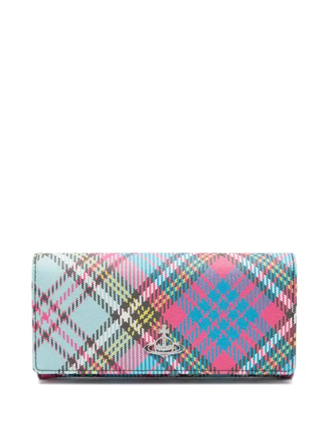 Orb-plaque plaid-check wallet