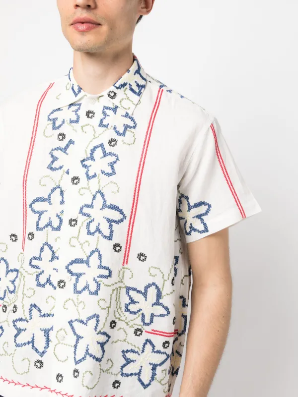 BODE Cornflower cross-stitch Shirt - Farfetch