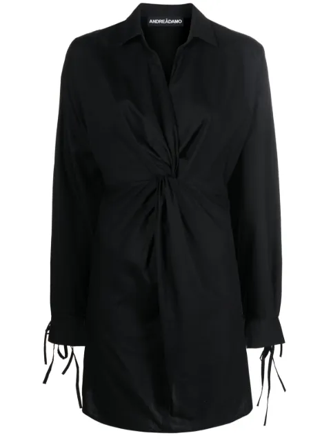 twisted cotton-blend shirt minidress