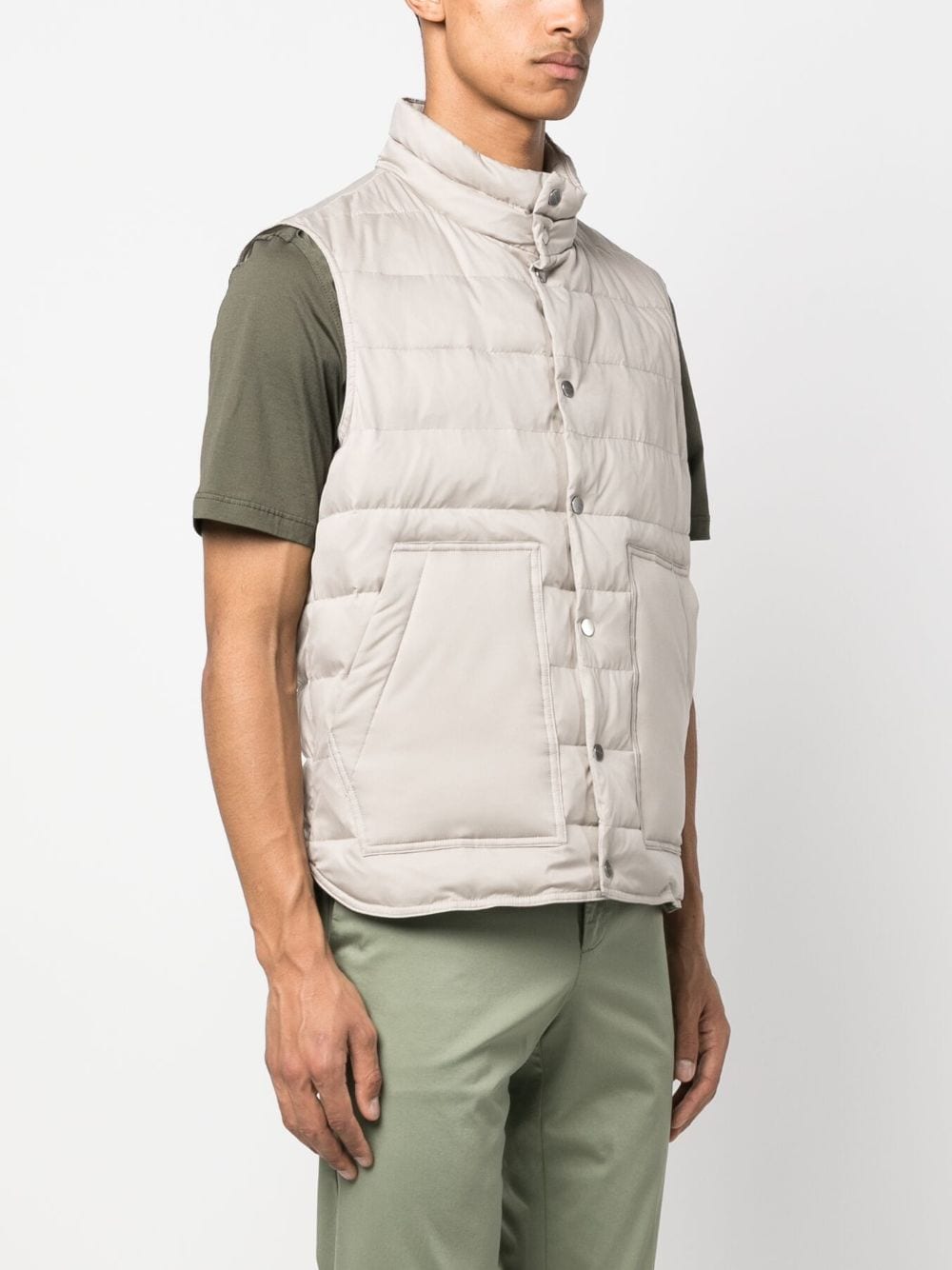 Shop Kiton Padded High-neck Gilet In Neutrals