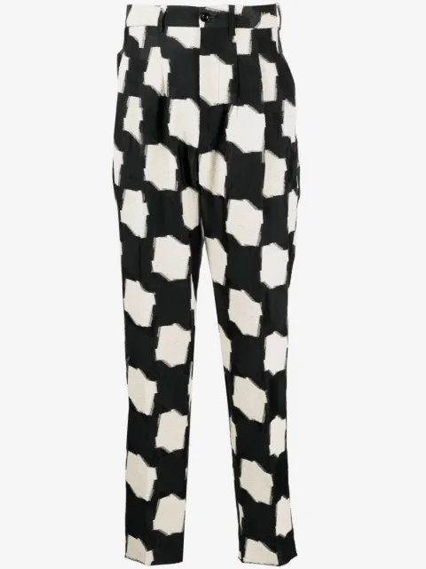 4SDESIGNS pantalon plissé à imprimé géométrique