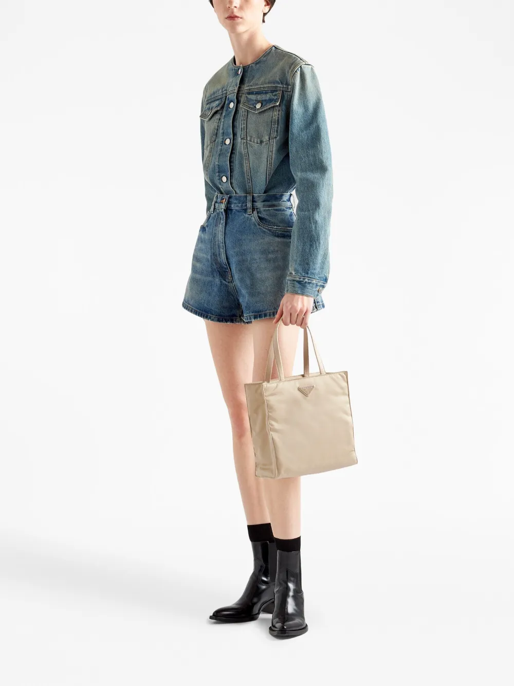 Prada Re-Nylon gewatteerde shopper - Beige