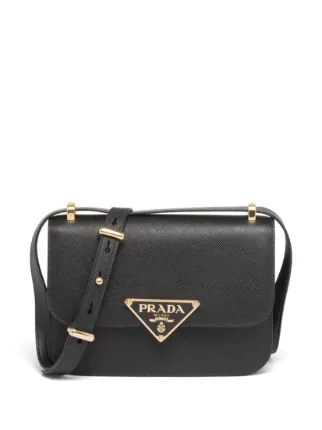 Prada Embleme Leather Shoulder Bag Black FARFETCH UK