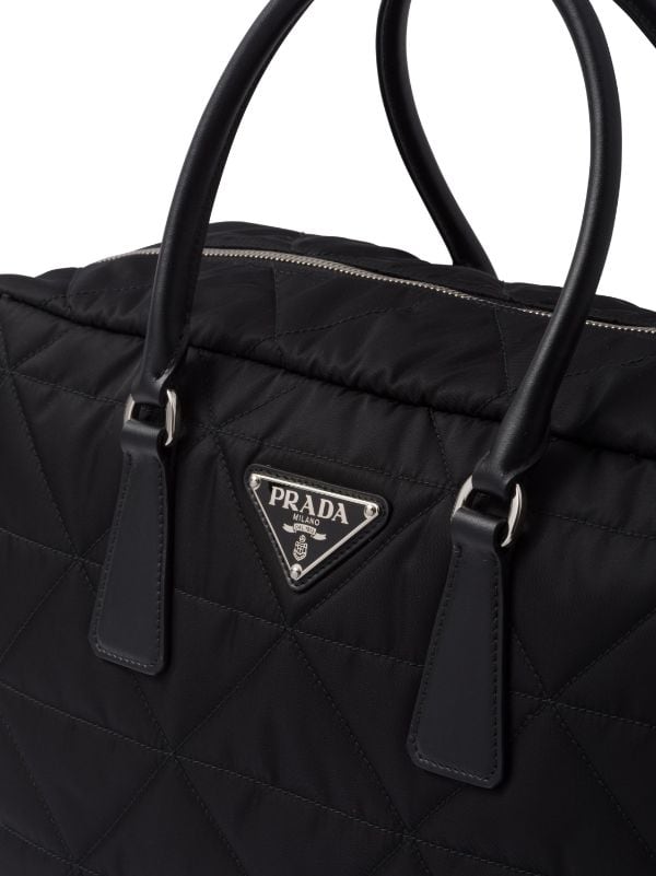 Re Nylon Quilted Tote in Black - Prada