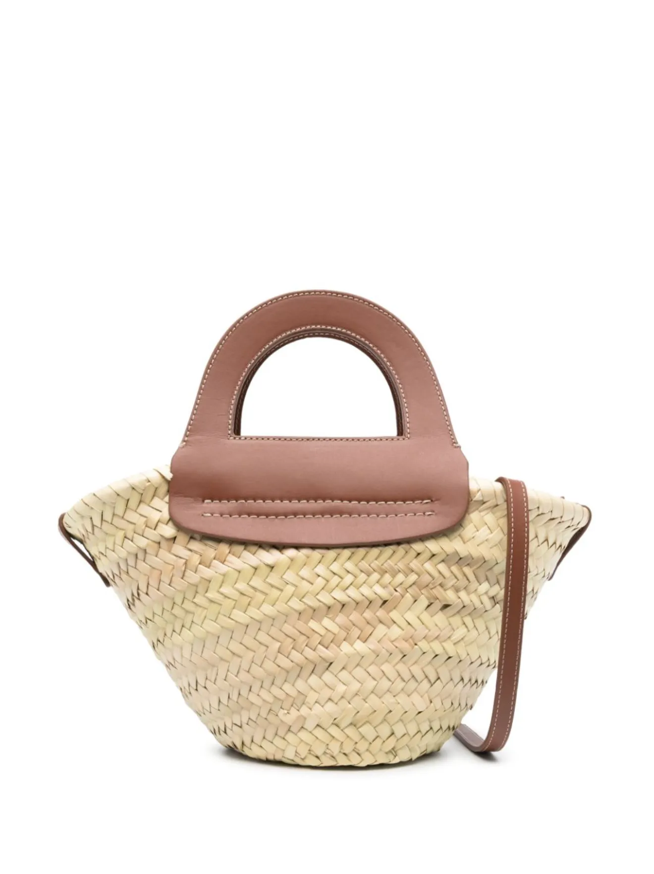 Hereu leathertrim raffia tote bag toni neutri MODES