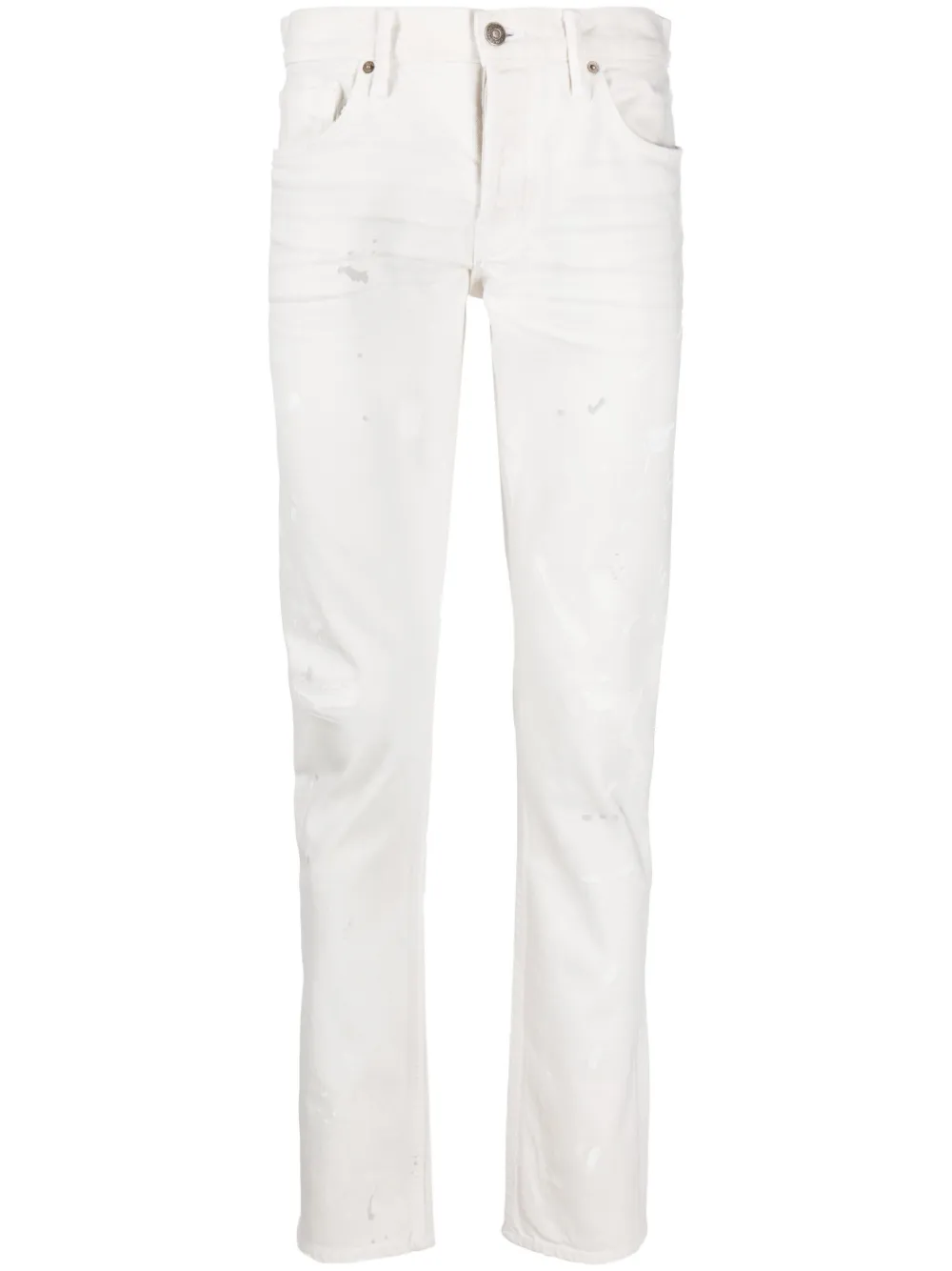 Tom Ford Slim-fit Distressed-effect Jeans In White