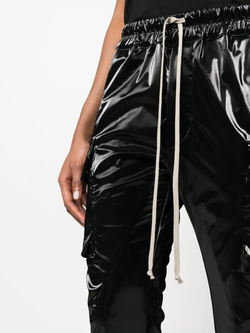 Shop Rick Owens Drkshdw Patent Drawstring Trousers In Black