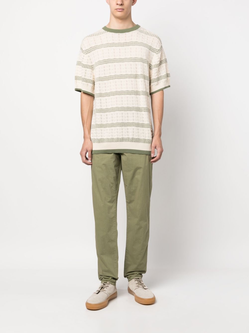 Shop Aspesi Straight-leg Cotton Chino Trousers In Grün