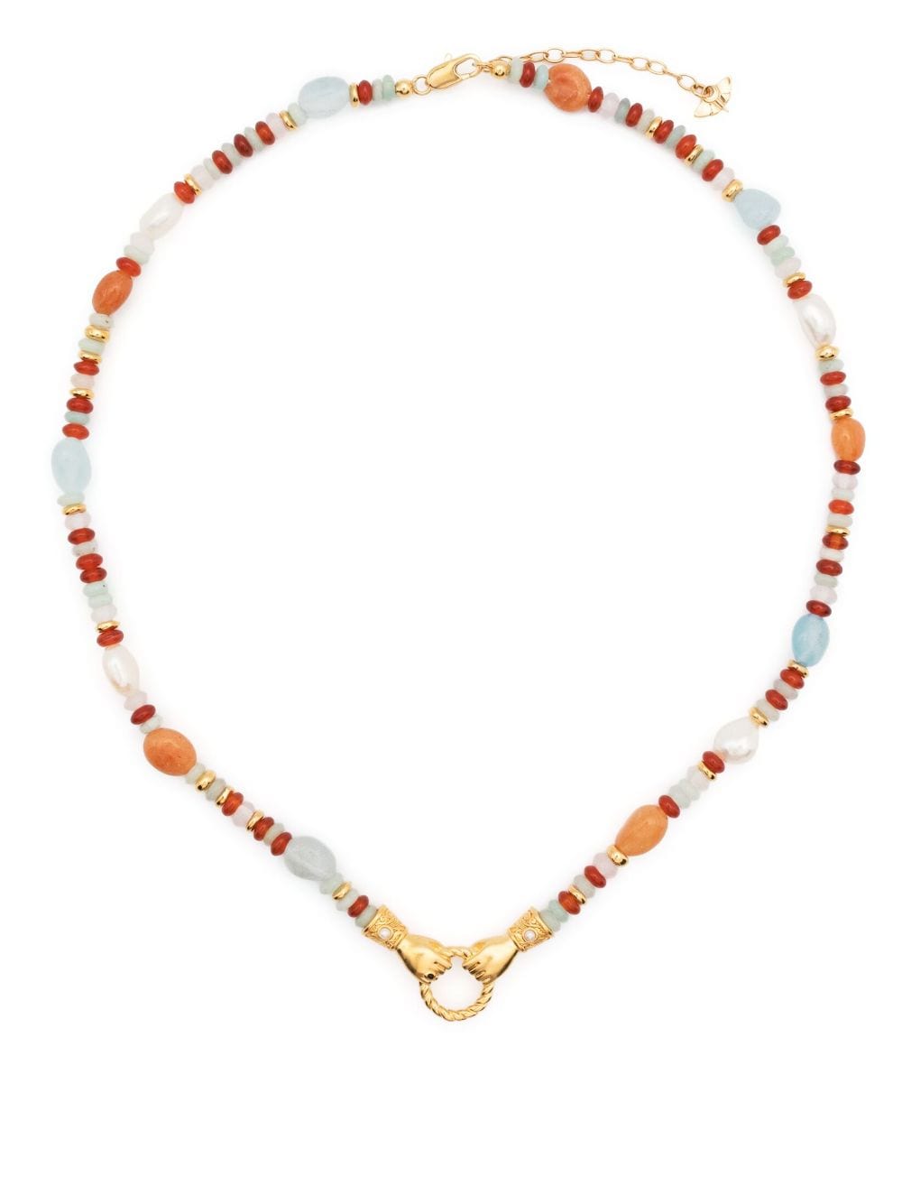 Missoma X Harris Reed Beaded Pendant Necklace In Orange