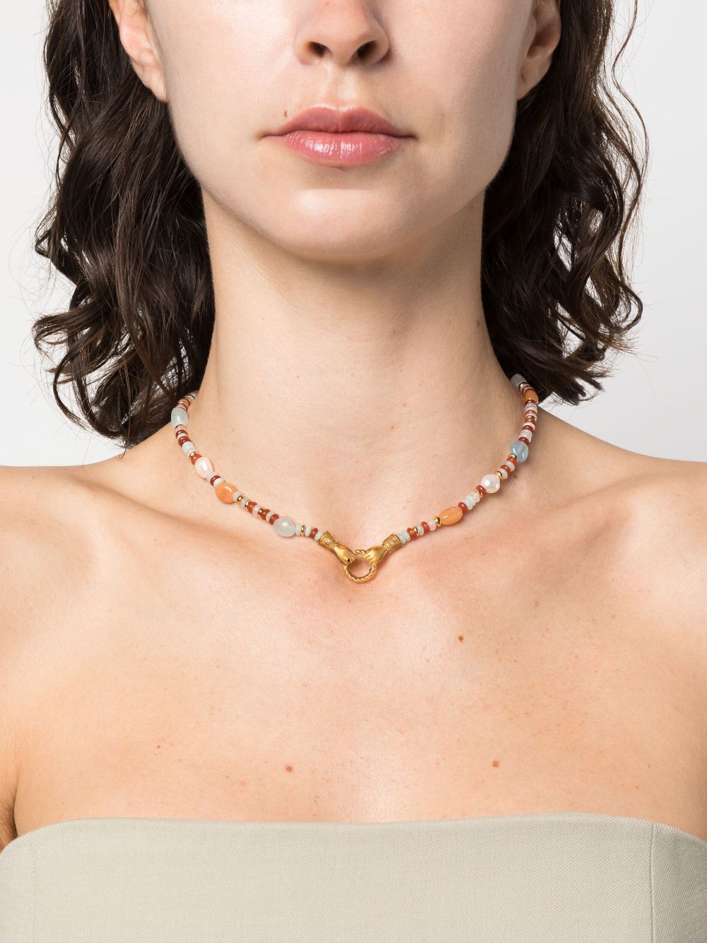 Shop Missoma X Harris Reed Beaded Pendant Necklace In Gold