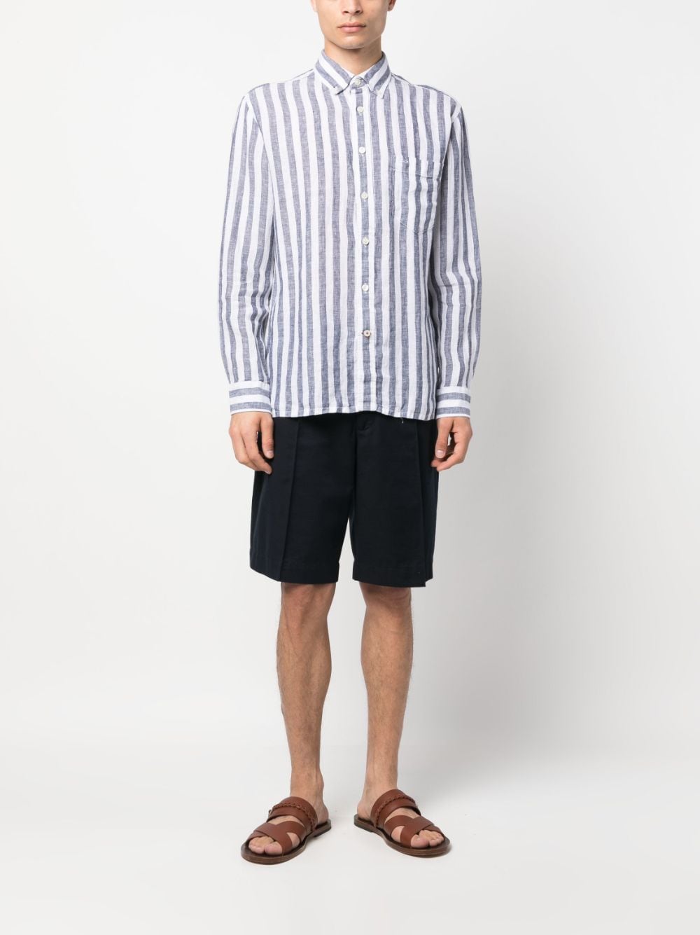 Tommy Hilfiger stripe-pattern linen shirt - Wit