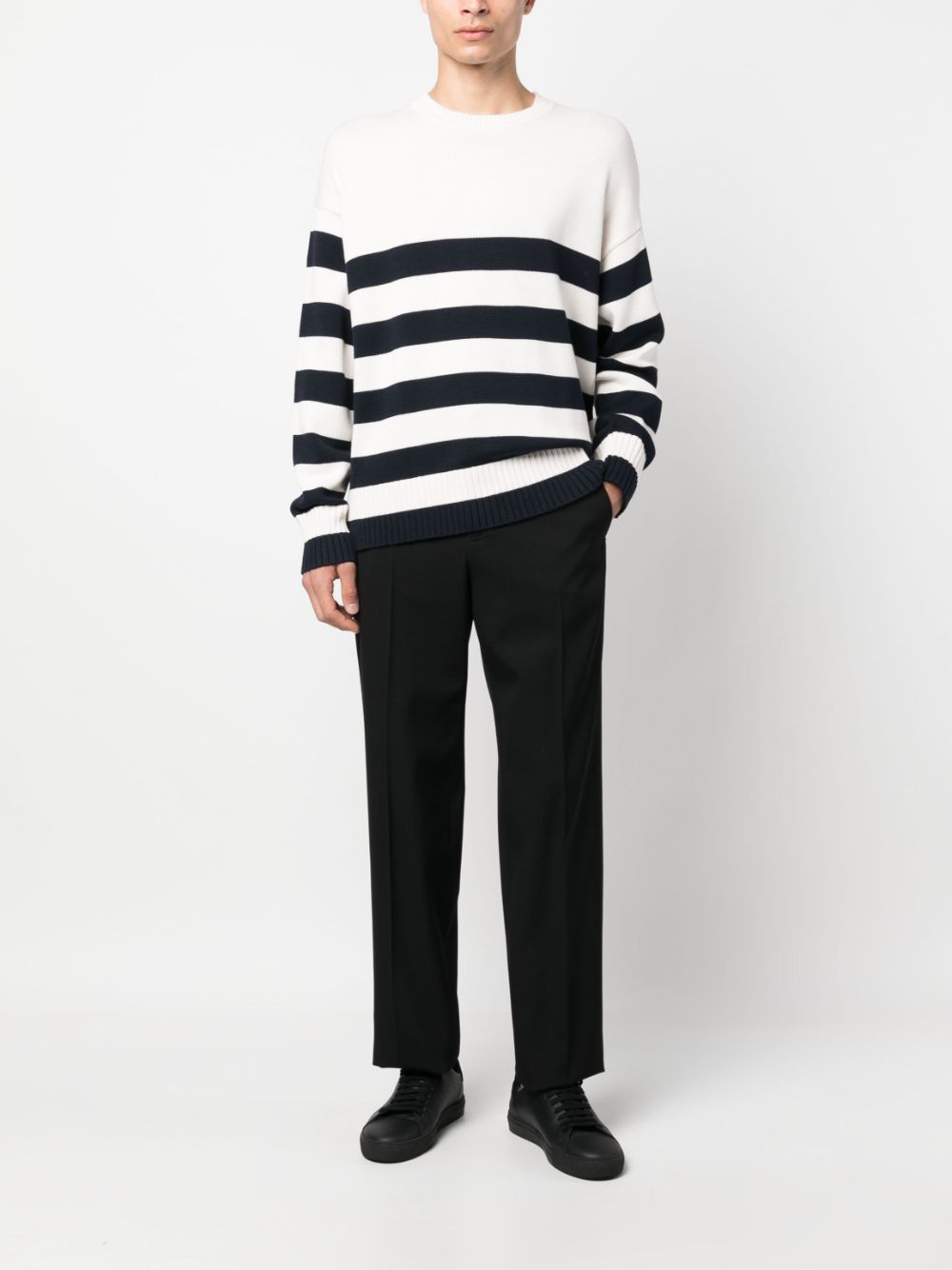 Tommy Hilfiger striped ribbed-knit jumper - Wit