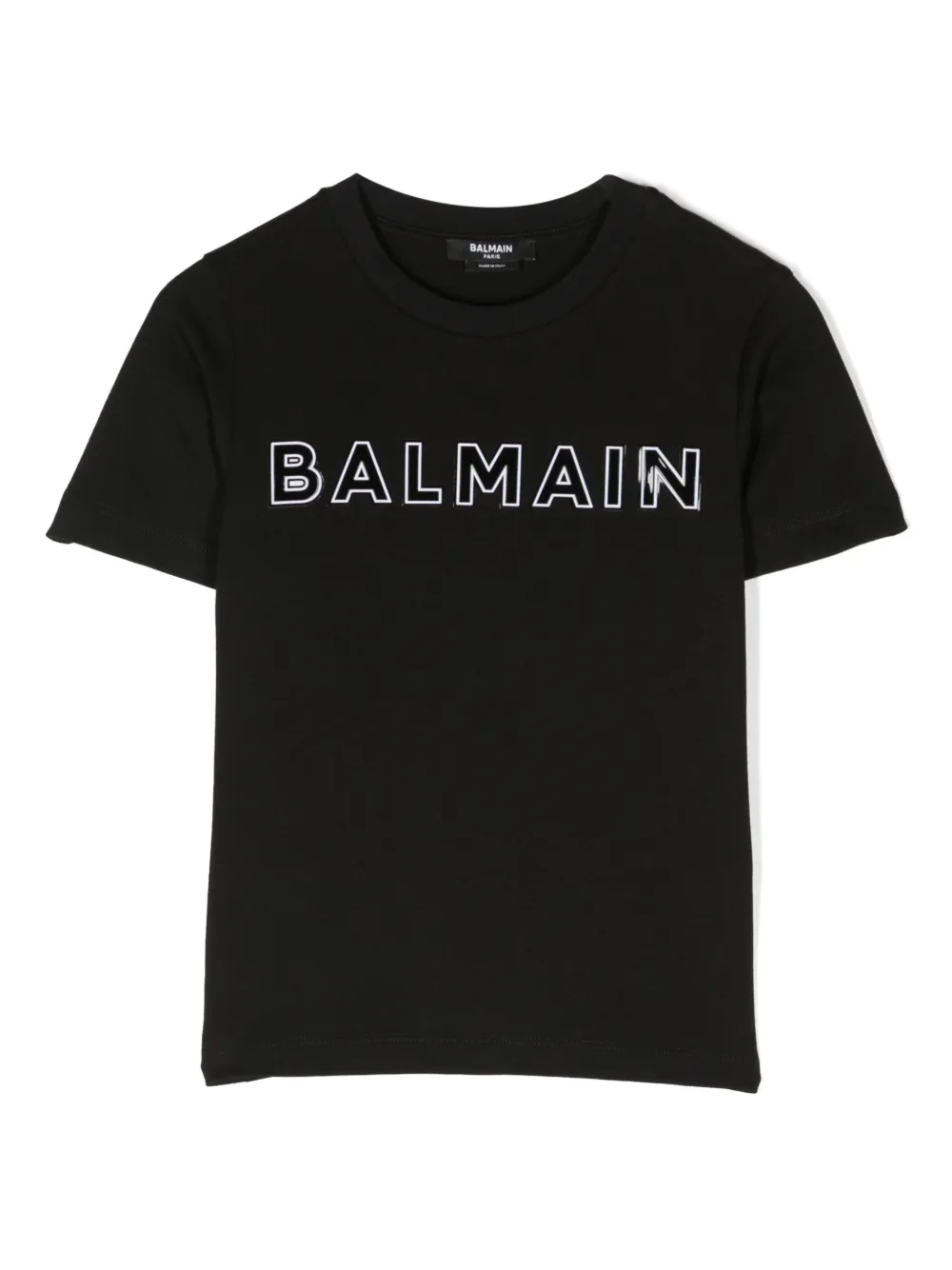 Shop Balmain Logo-raised Cotton T-shirt In Black