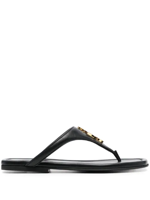 logo-plaque thong leather sandals