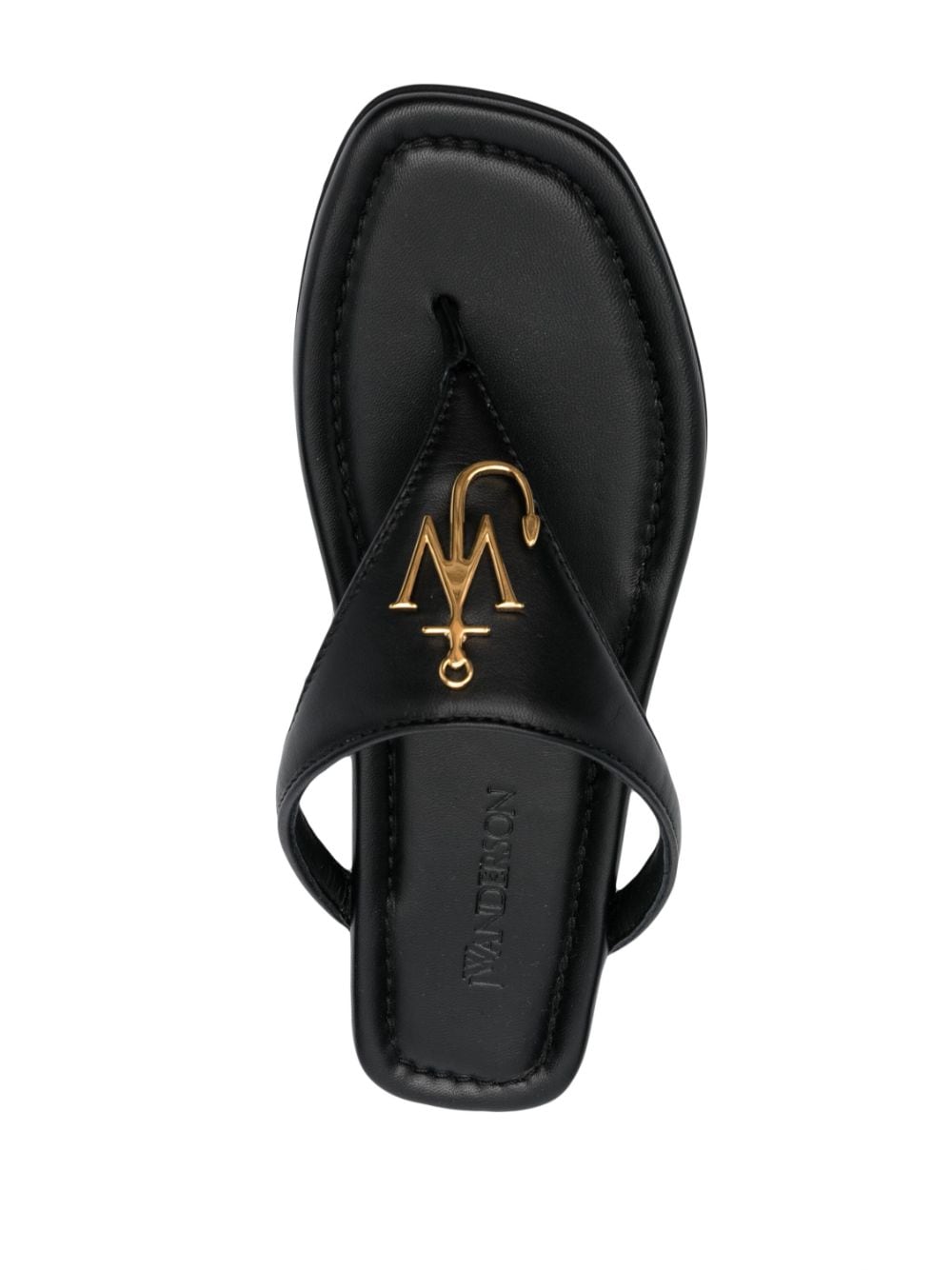 Shop Jw Anderson Logo-plaque Thong Leather Sandals In Schwarz