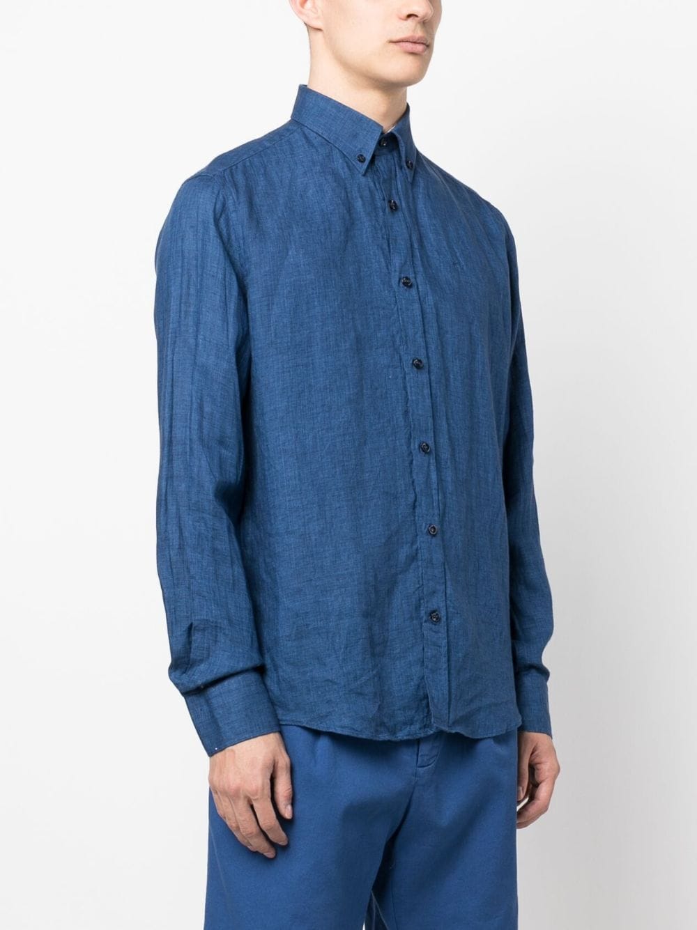 Shop Paul & Shark Long-sleeve Linen Shirt In Blau